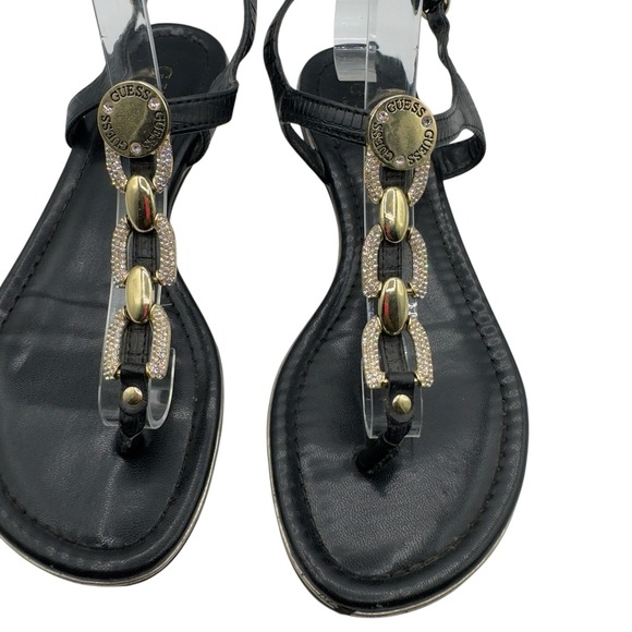 Guess Women's Black Leather Slingback Sandals Size 7M‎ - Picture 4 of 11
